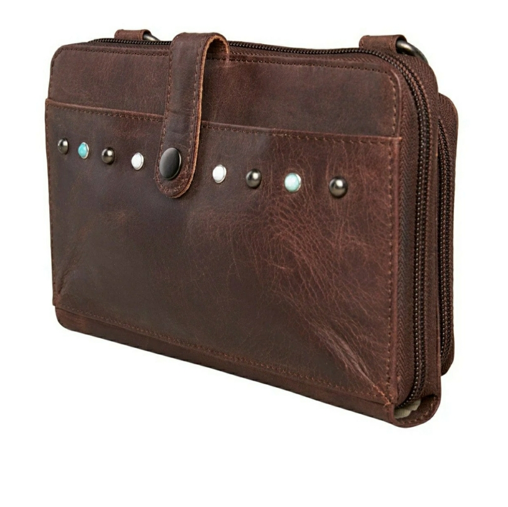 Leather Concealed Carry Extra Small Crossbody Organizer NWT Mahogany Dark Brown - Picture 2 of 7
